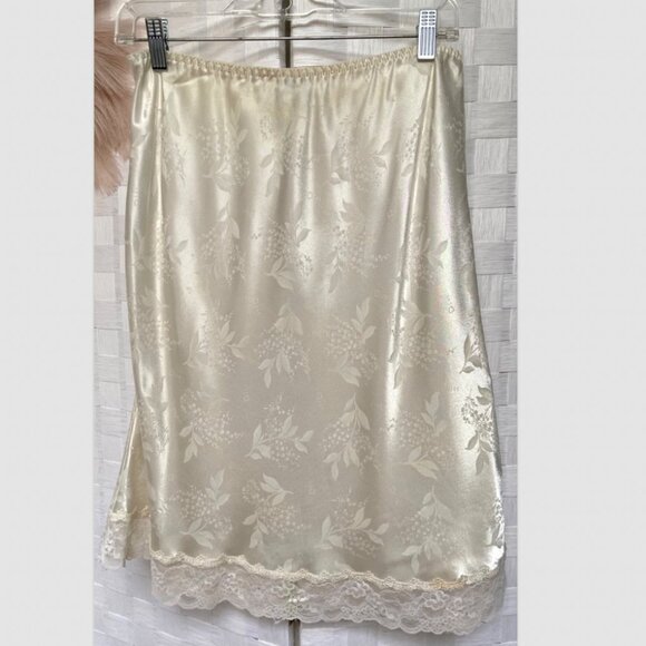 VTG Christian Dior Saks Fifth Avenue Ivory Satin Slip Skirt Size L - Picture 1 of 7